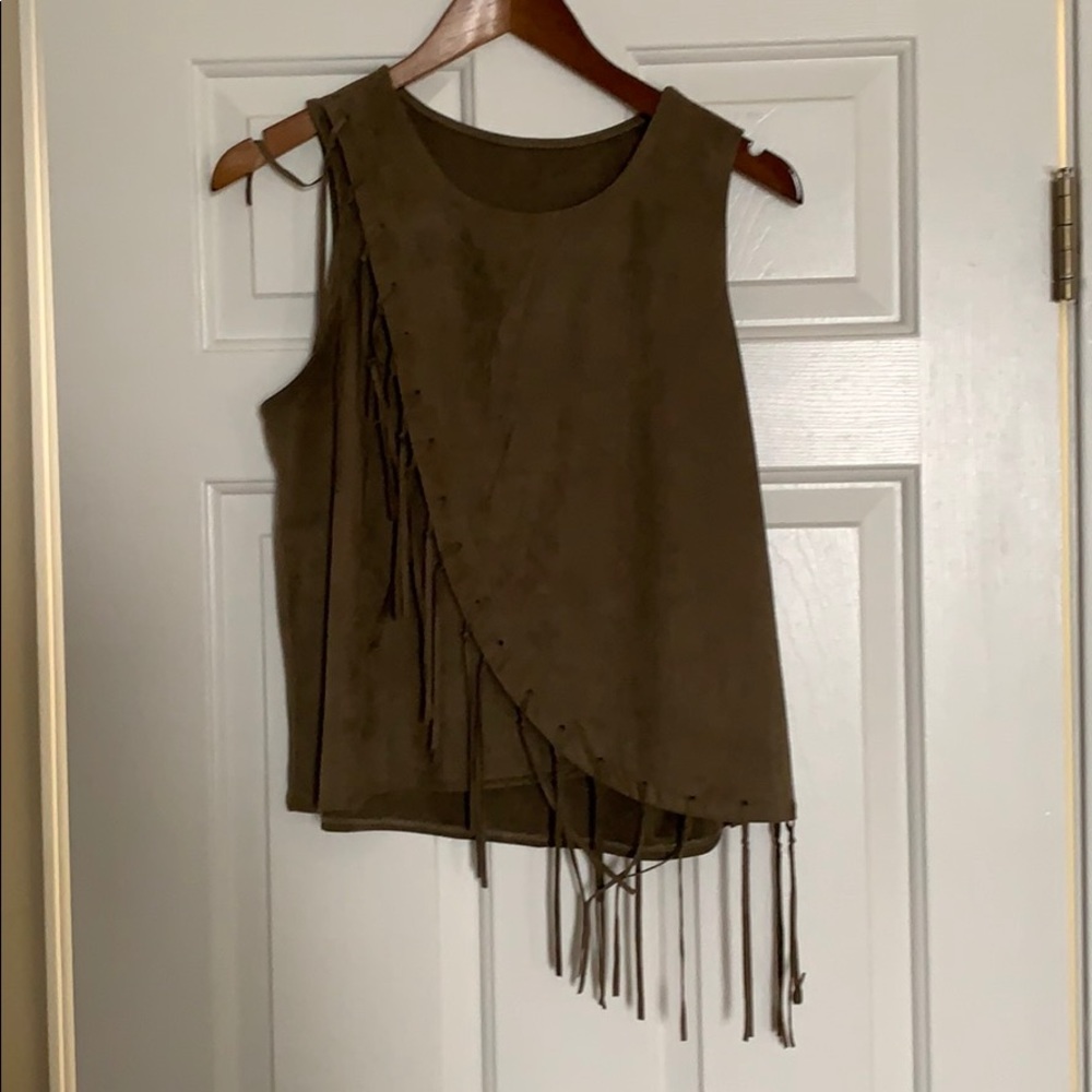 Suede Top with fringing med/L
